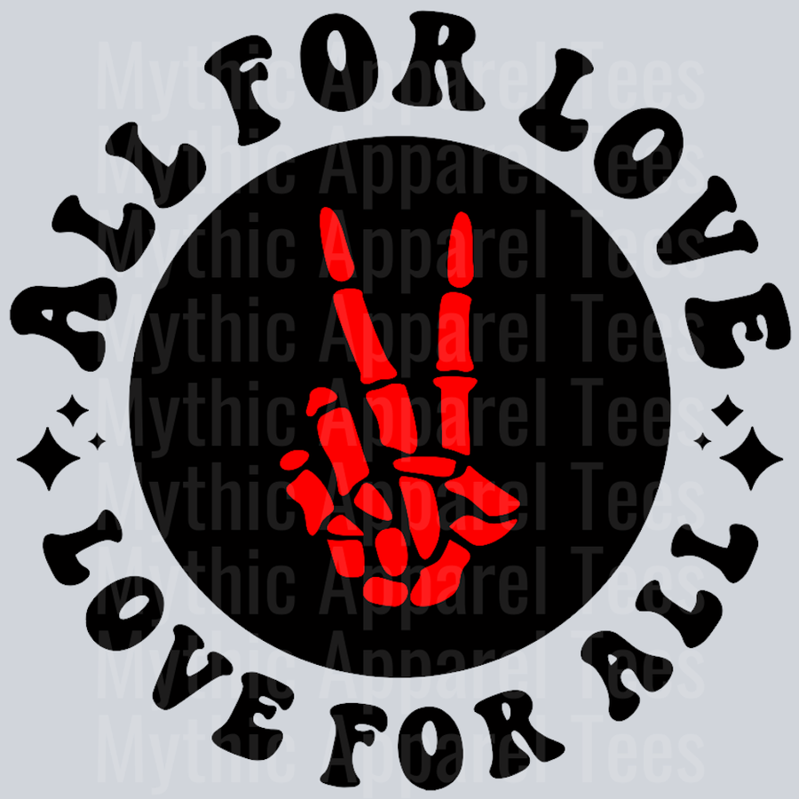 All For Love And Love For All Pocket Design Wavey Retro Style Funny Shirt Design