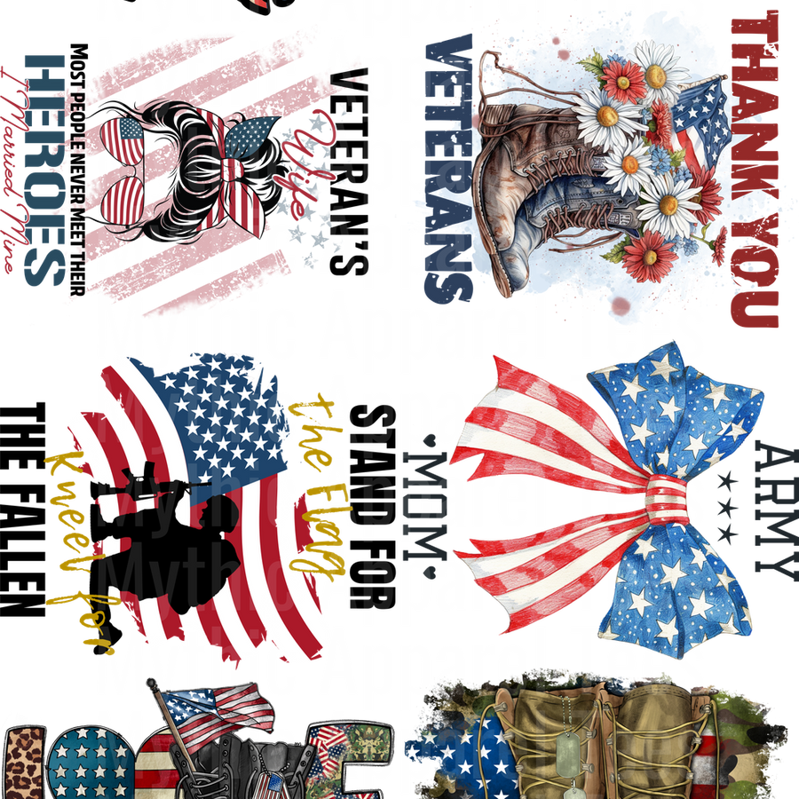 VETERAN MILITARY 1 GANG SHEET 10 FULL SIZE IMAGES