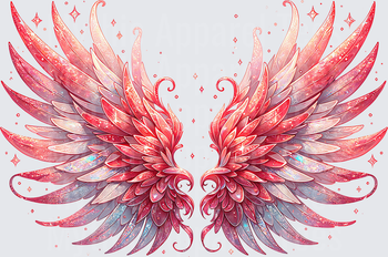 Angel Wings Glitter Red Pink Sparkle Fairy Fantasy Spread