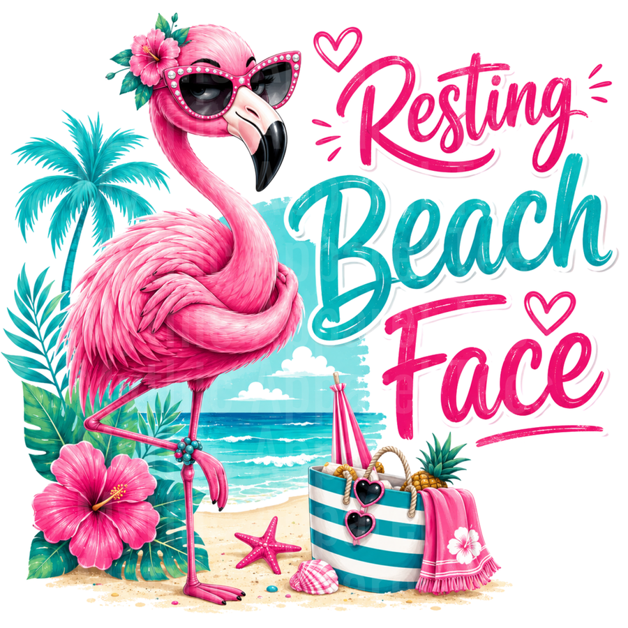 Flamingos Resting Beach Face Sassy Pink Tropical Summer