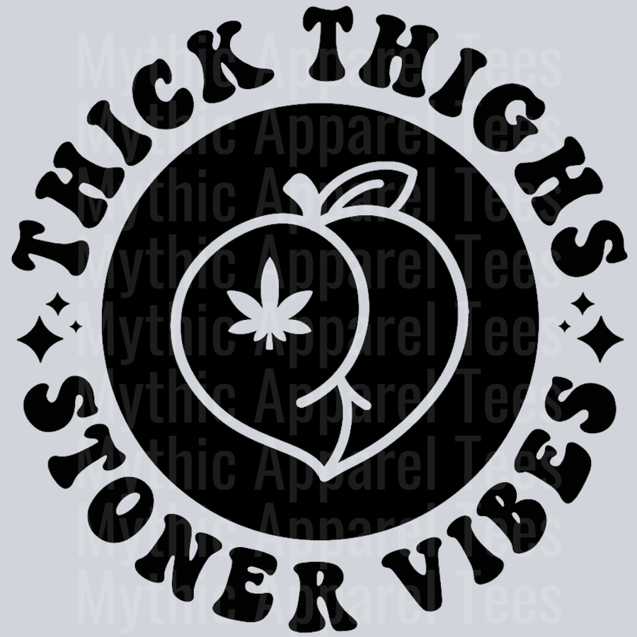 Thick Thighs Stoner Vibes Pocket Design Wavey Retro Style Funny Shirt Design