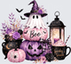 Halloween Spooky Season Ghost Witch Pumpkin Stack Boo Scene