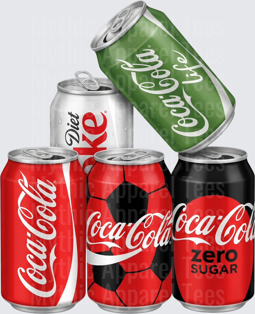 Coke Classic Zero Sugar Diet Coke Life Soccer Can Bundle