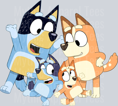 Bluey with mom and dad DTF Bluey Transfers