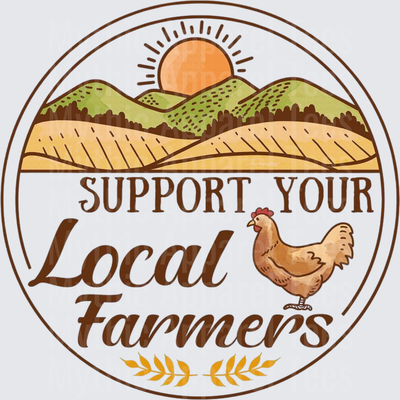 Farm Life Support Your Local Farmers Chicken Round Badge
