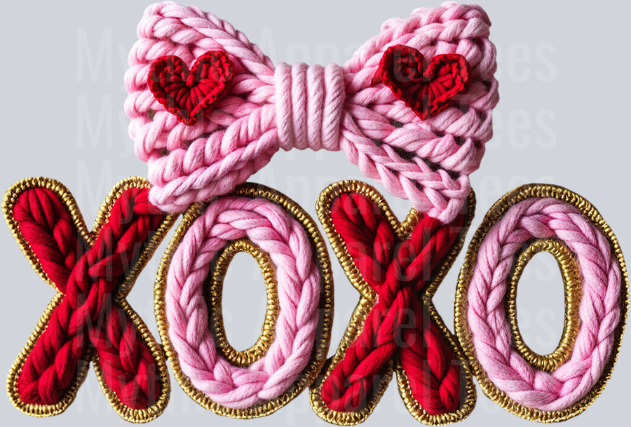 XOXO Bowtie Faux Yarn Valentines Day