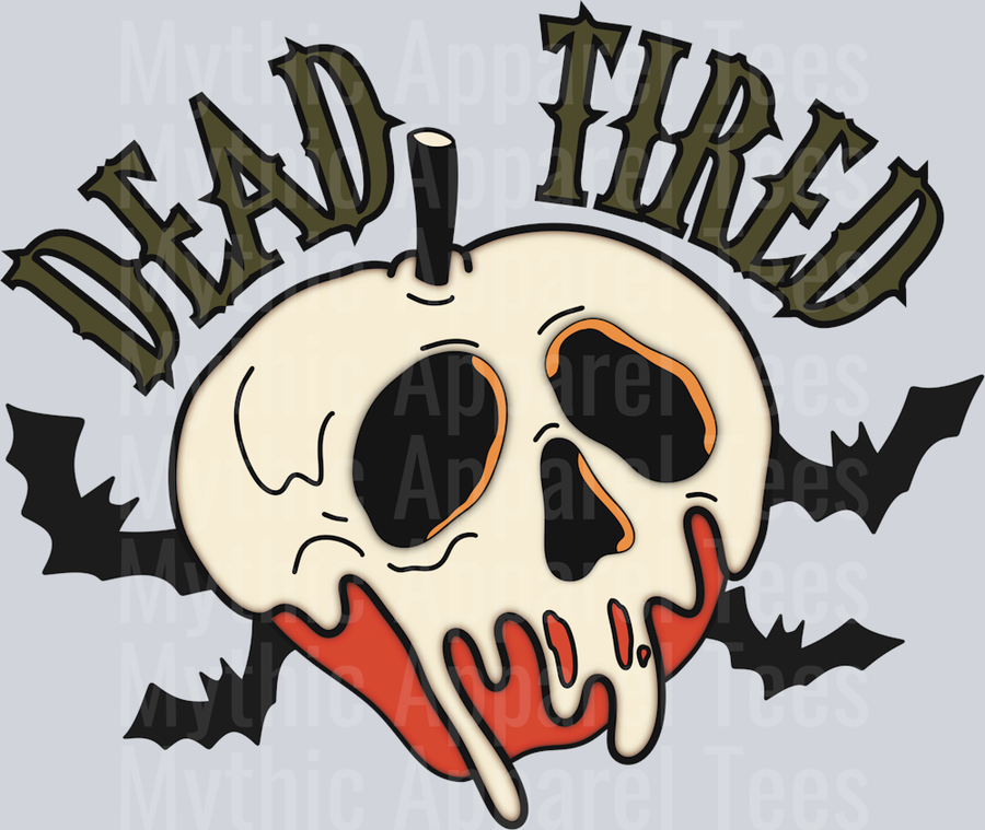 Dead Tired Rotten Apple Halloween DTF Halloween Transfers