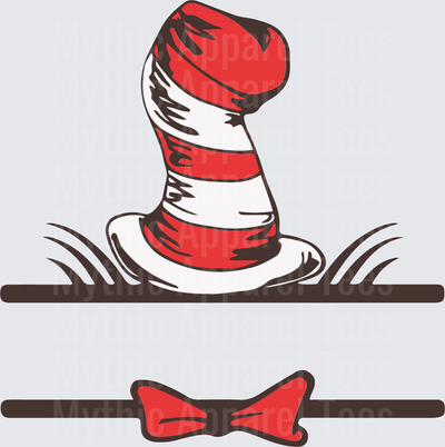 DR Seuss Cat in the Hat Split Name Frame with Bow Tie