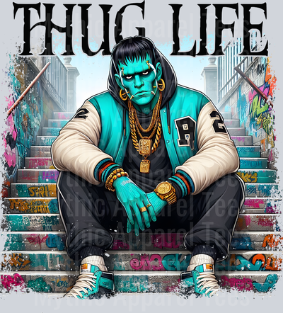 Frankenstein blue on stairs Horror Movie DTF Thug Life Transfers
