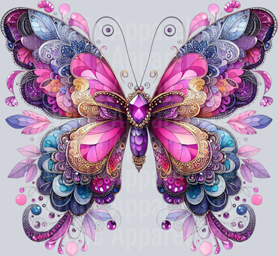 Purple Blue pink and gold watercolor butterfly DTF Butterfly Transfers