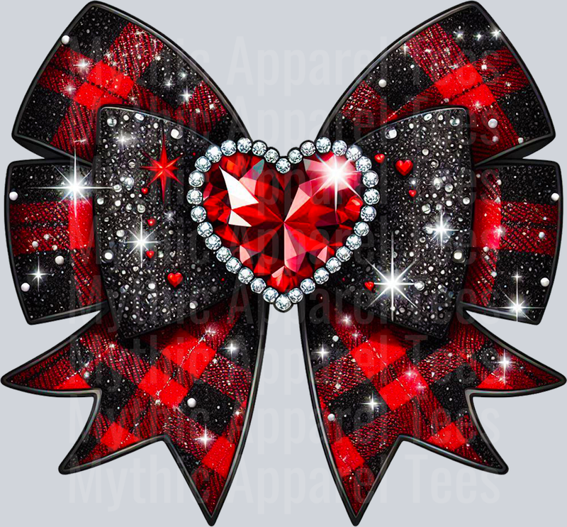Bow Black Plaid Heart Style Combo Valentines Day Design
