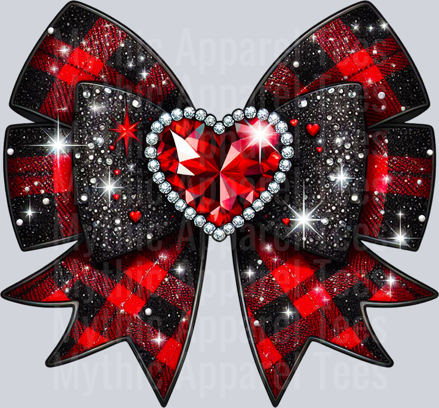 Bow Black Plaid Heart Style Combo Valentines Day Design