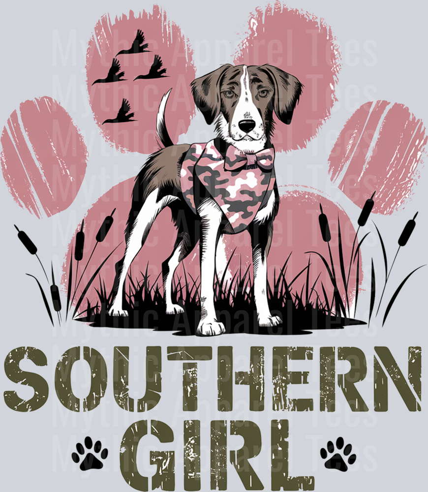 southern girl 3 Dog Paw Print Pink Paw DTF Southern Transfers