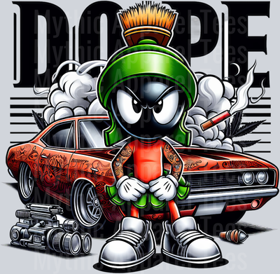 Marvin the Martian Hot Rod DOPE Smoking Pop Culture DTF Weed Transfers