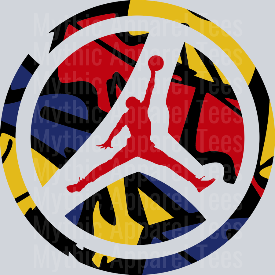 Yellow Red Blue White Michael Jordan Chicago Bulls Jordans Nike DTF Michael Jordan Transfers