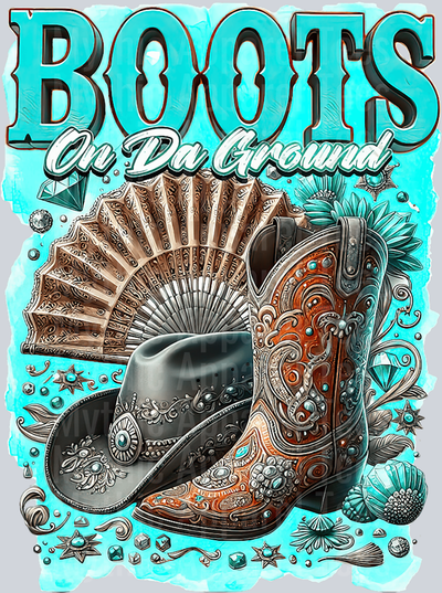 Boots on the Ground Blue and brown DTF Western Girl Transfers