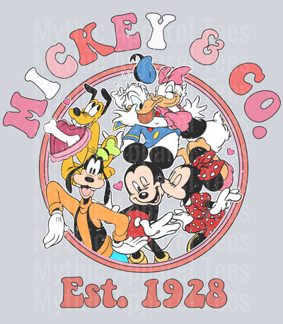 Mickey and Co EST 1928 Circle with characters DTF Disney Transfers