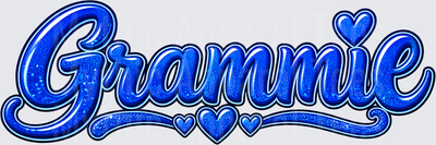 Names For Grandma Grammie Blue Glitter Script with Hearts