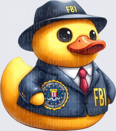 Rubber Duck in Uniform FBI Agent Suit Badge and Fedora Hat