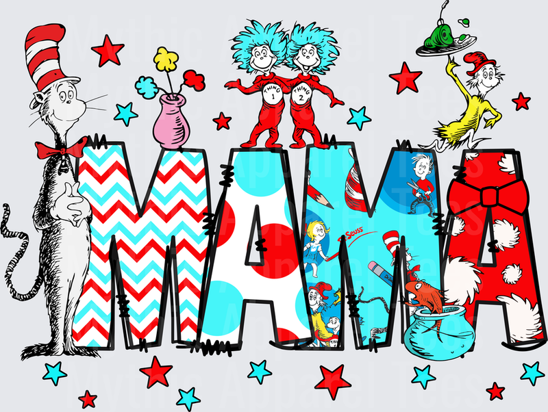 DR Seuss MAMA Bold Letters Cat in the Hat Thing 1 Thing 2