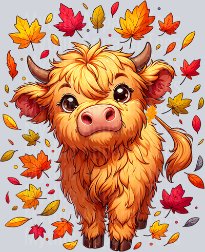 Cute Scottish Highland Baby Cow Calf Fall for Women and Kids T-Shirt (1)