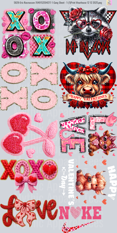 Valentines Day 2 GANG SHEET 10 FULL SIZE IMAGES