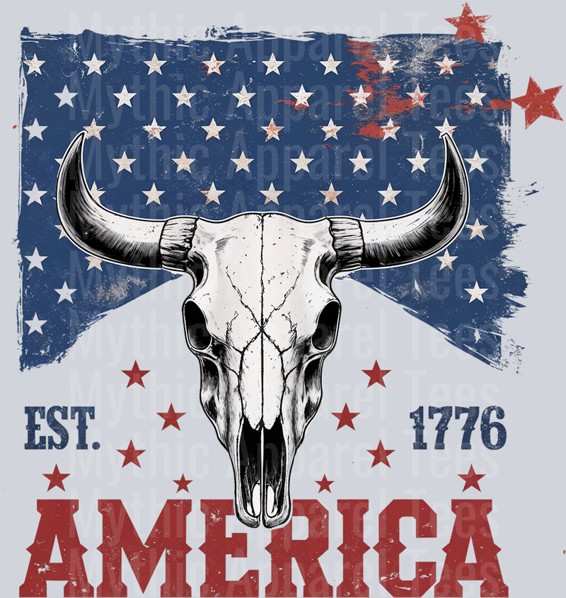 EST 1776 Bull Head Red White and Blue DTF Western Patriotic Transfers