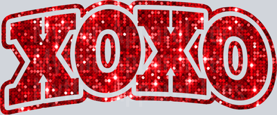 XOXO Valentines Day Red sequin Wavy Retro Funny Designs