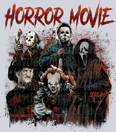 Horror Movie Freddy Scream Jason Michael Pennywise Halloween DTF horror Movie Transfers