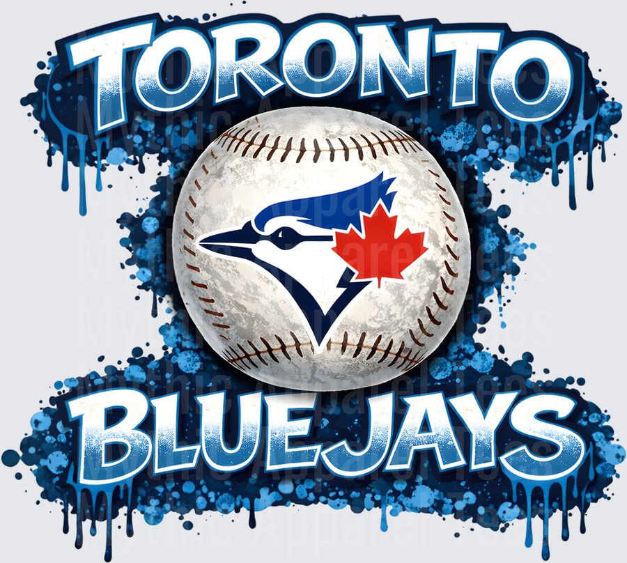 MLB Transfers Toronto Blue Jays Baseball Logo with Blue Paint Splatter Effect