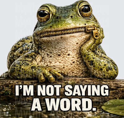 Grumpy Frog With Zipper Mouth I'm Not Saying A Word Funny Sarcastic Humor