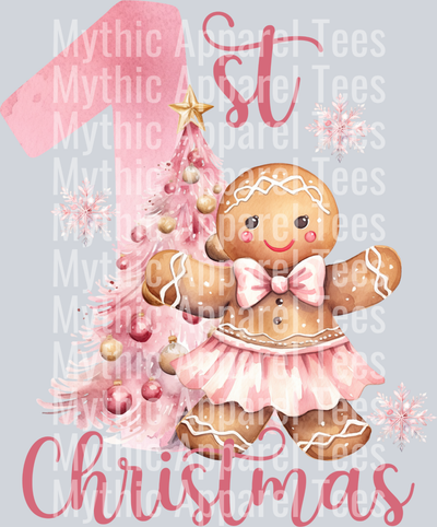 1st Christmas Gingerbread Cookie and tree girl