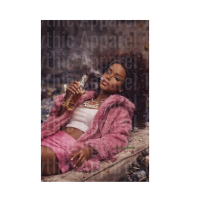 Ratchet Barbies Pink Fur Coat Baddie Holding Liquor Bottle