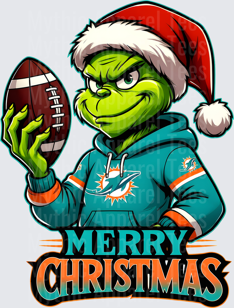 Grinch Santa Hat Miami Dolphins Hoodie Football Merry Christmas