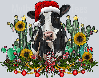 Cow with Cactus DTF Christmas Transfers