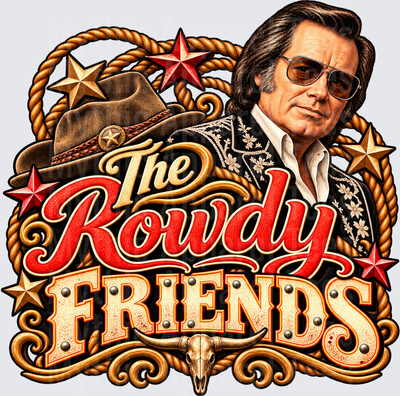 Rowdy The Rowdy Friends Western Country Design with Cowboy Hat Stars Rope Longhorn Skull and Embroidered Jacket Man