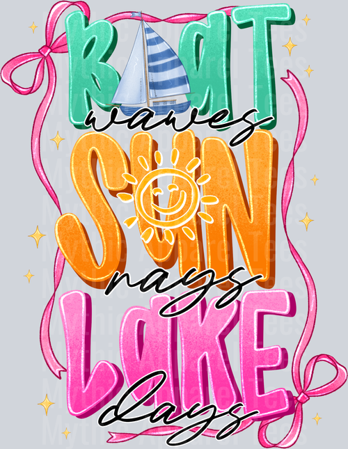 Boat Waves Sun Rays Lake Days 2 DTF Summer Transfers