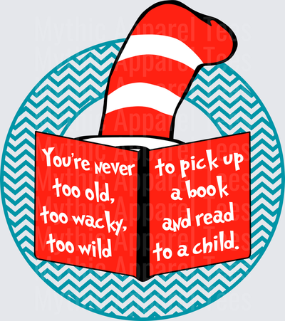 DR Seuss Cat in the Hat Reading Quote Chevron Circle Design