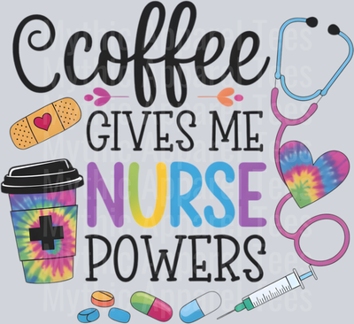 Coffee Gives me nurse powers band aid coffee shot DTF Nurse Transfers