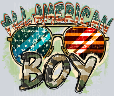 All American Boy Red White and Blue Patriotic DTF Southern Transfers