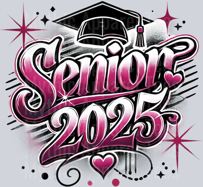 004 Senior 2025 Airbrushed Maroon DTF 2025 Senior Graduation Transfers