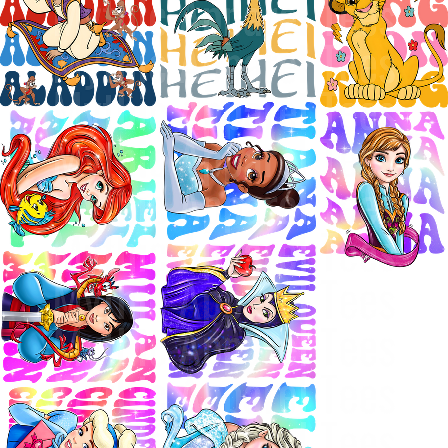 DISNEY KIDS GANG SHEET 10 KIDS SIZE IMAGES