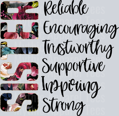 Sister Relatable Encouraging Trustworthy Supportive Inspiring Strong DTF Sister Transfers