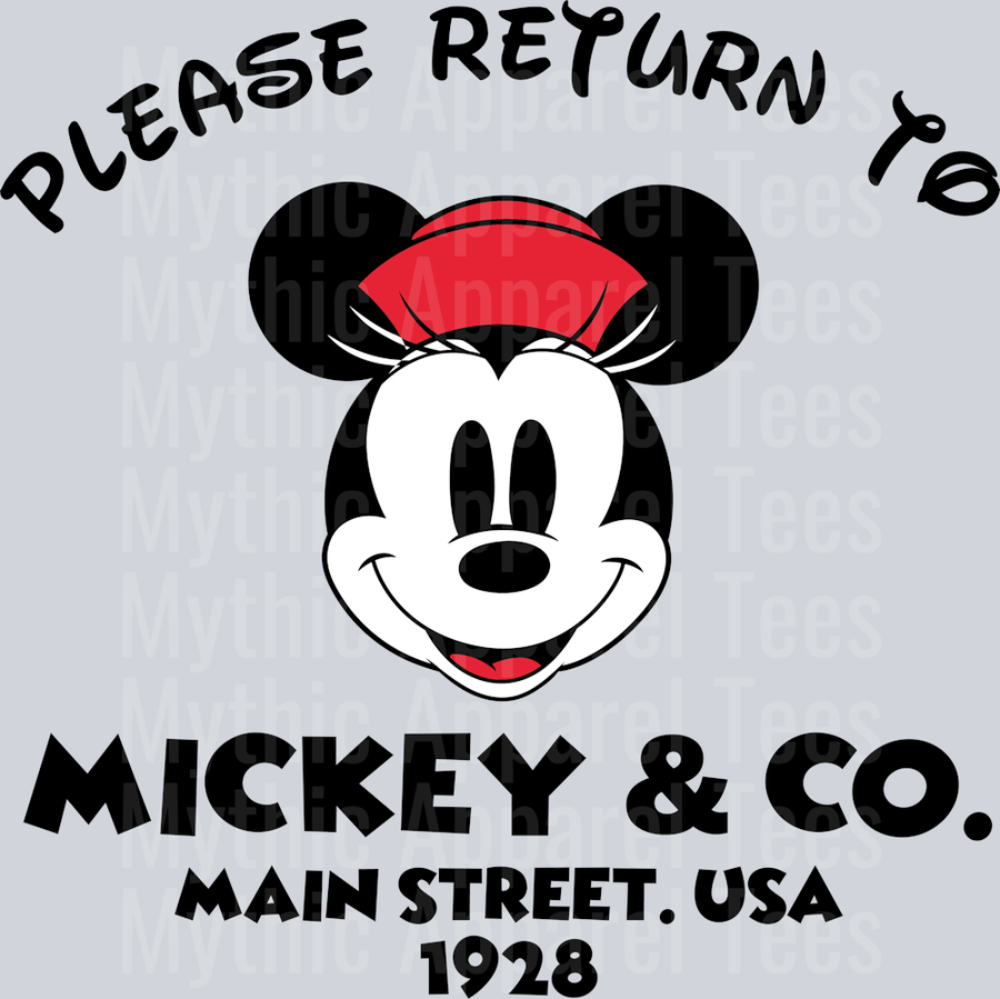 Minnie Please Return To Mickey and Co. Main Street USA DTF Disney Transfers