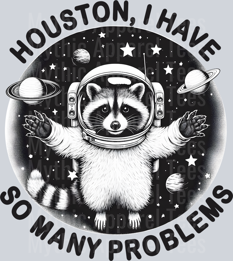 Houston I have so many problems space racoon DTF Racoon Transfers