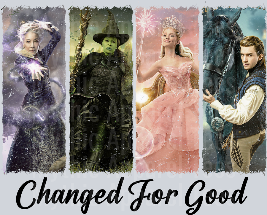 Vintage Changed For Good Wicked Movie stretched frames DTF Wicked Transfers
