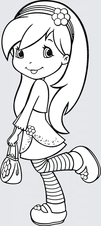 Strawberry Shortcake Orange Blossom Coloring Line Art Style
