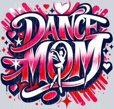 001 Dance Mom 1 Airbrushed Red DTF Dance Mom Transfers