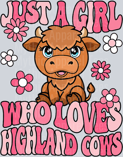 Just a girl who loves highland cows mom 2 DTF Highland Cow Transfers