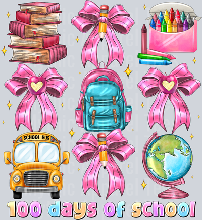100 days of school Valentines Day School Bus